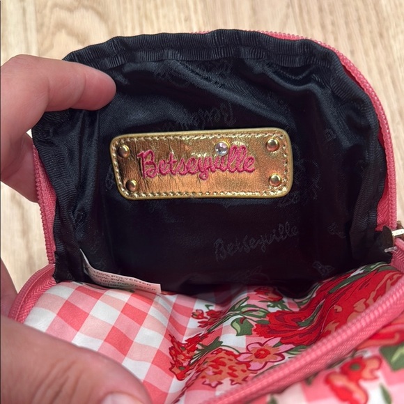 Betsey Johnson Pink and Red Gingham Crossbody Bag - Picture 7 of 9